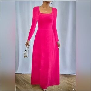 Elegant Pink Long Sleeve Dress